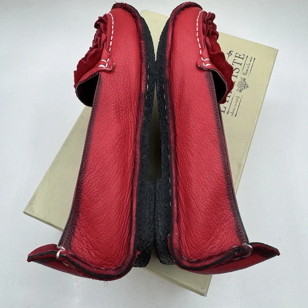 L' Artiste Spring Step Dezi Red Rose Loafers Sz 38 EU 8 US Leather Slip on Shoes